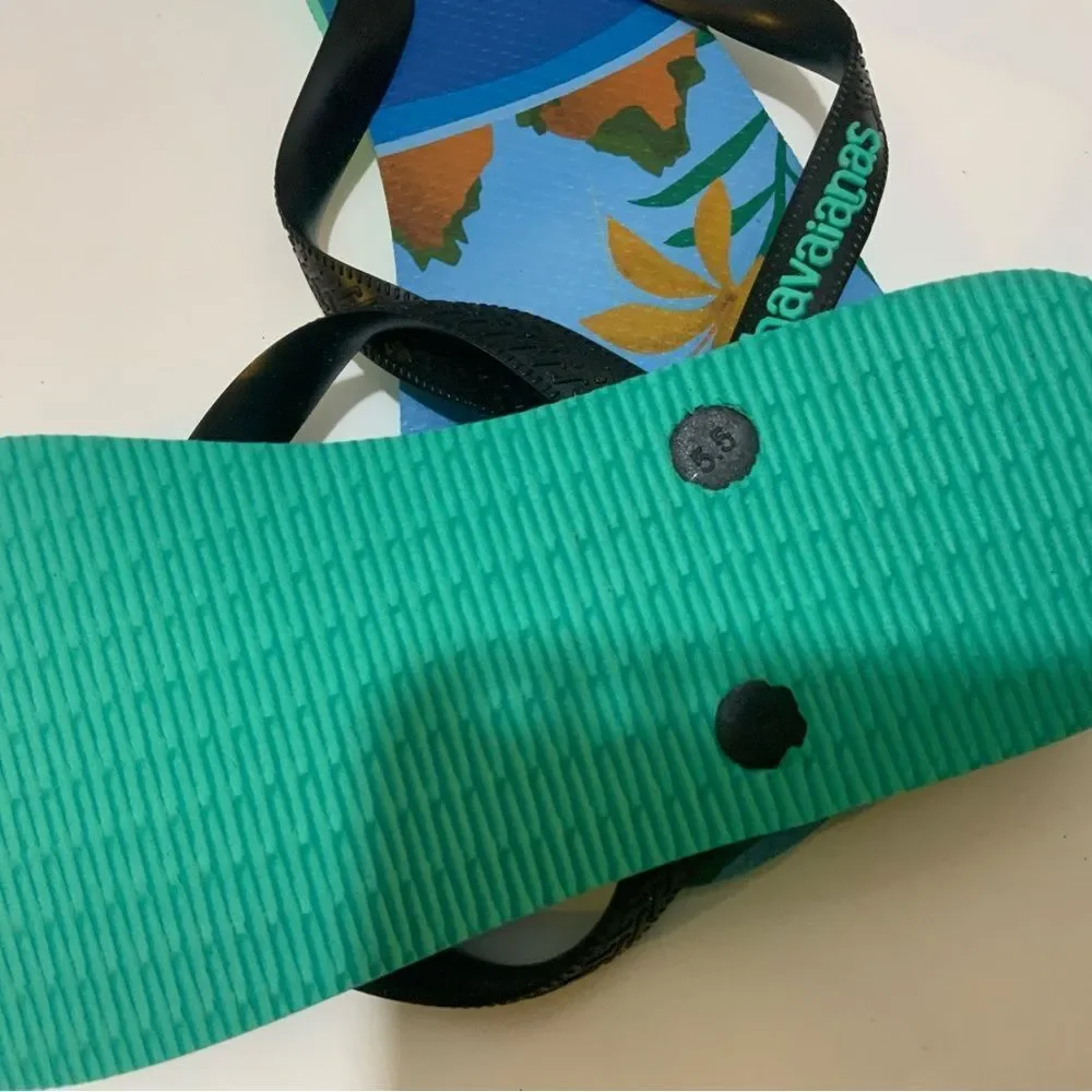 NWOT Havaianas Women's Top Postcard Print Flip Flops Sandal Size 11/12 Women's